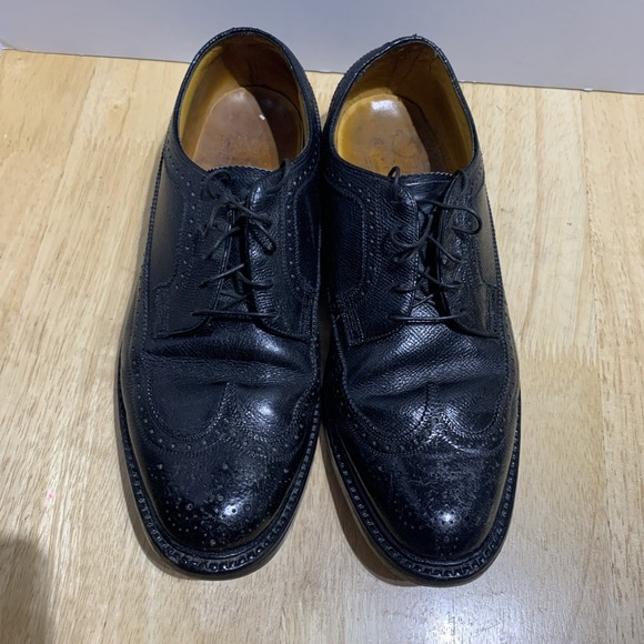 VTG‎ 60s Florsheim Imperial Longwing Shoes Men 8.5D Black Kenmore 5 Nail V-Cleat